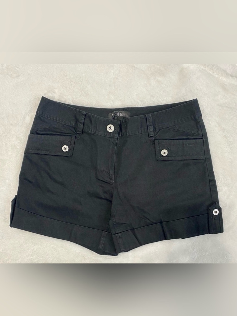 White House Black Market Black Cuffed Utility Cargo Shorts - Size 4